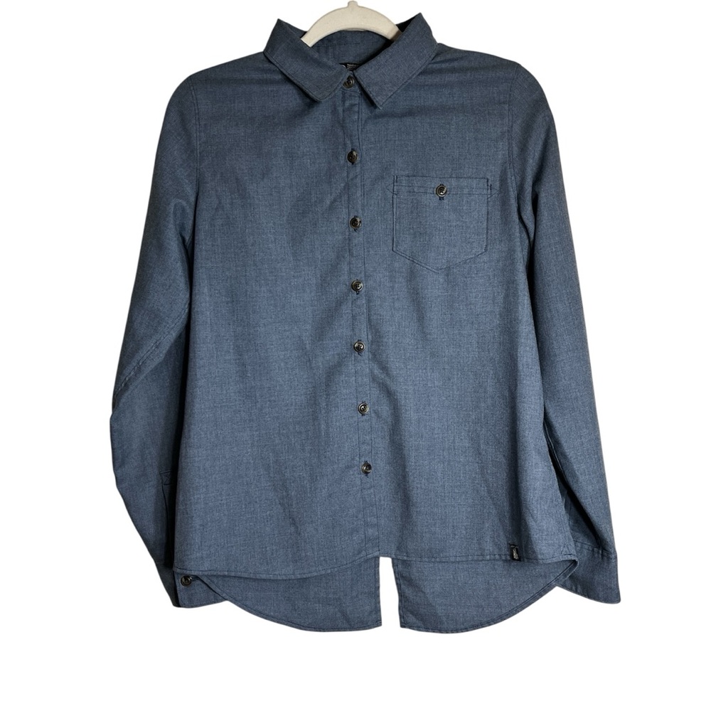 The North Face Women's Blue Button-Down Utility Chambray Shirt Top SZ M